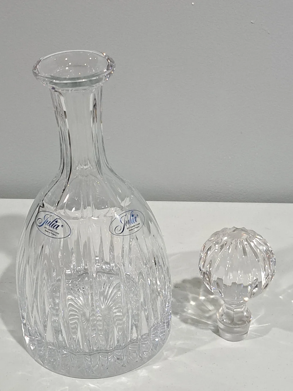 VTG Julia Crystal Polish Lead Glass Decanter & Stopper 12